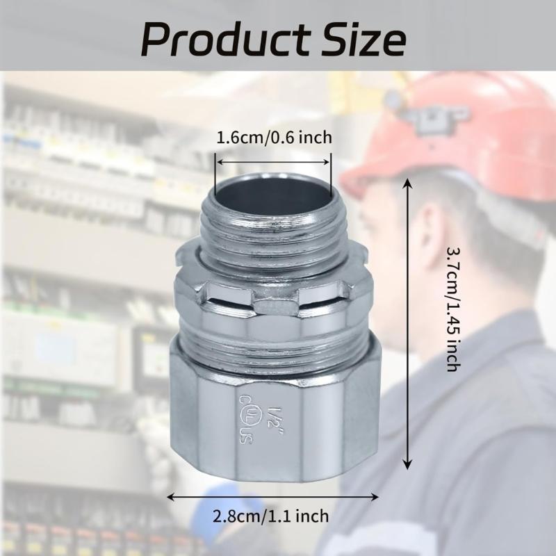 10PCS Steel Conduit Fittings with Spring Lock Easy Installation No Thread Designs Spring Lock set for Hard Metal Pipe