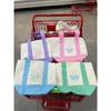 Summer Macaron Color Block Embroidered Canvas Tote Bag Large Capacity Casual Vacation Shoulder Handbag for Women