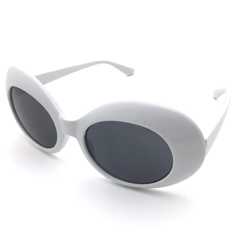 [Gafas Gafas Gafas] Diseñado para personas japonesas Gafas de Sol Redondas Grunge, Ovaladas, Grandes, Montura Grande, Blancas 673-wh