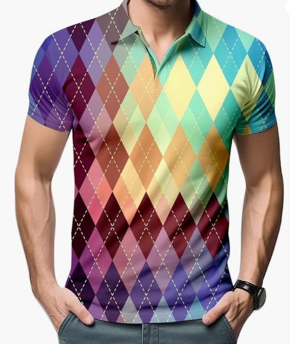 New Men's Summer POLO Shirt Men's Casual Short Sleeve Lapel T-Shirt D Printed Short Sleeve POLO