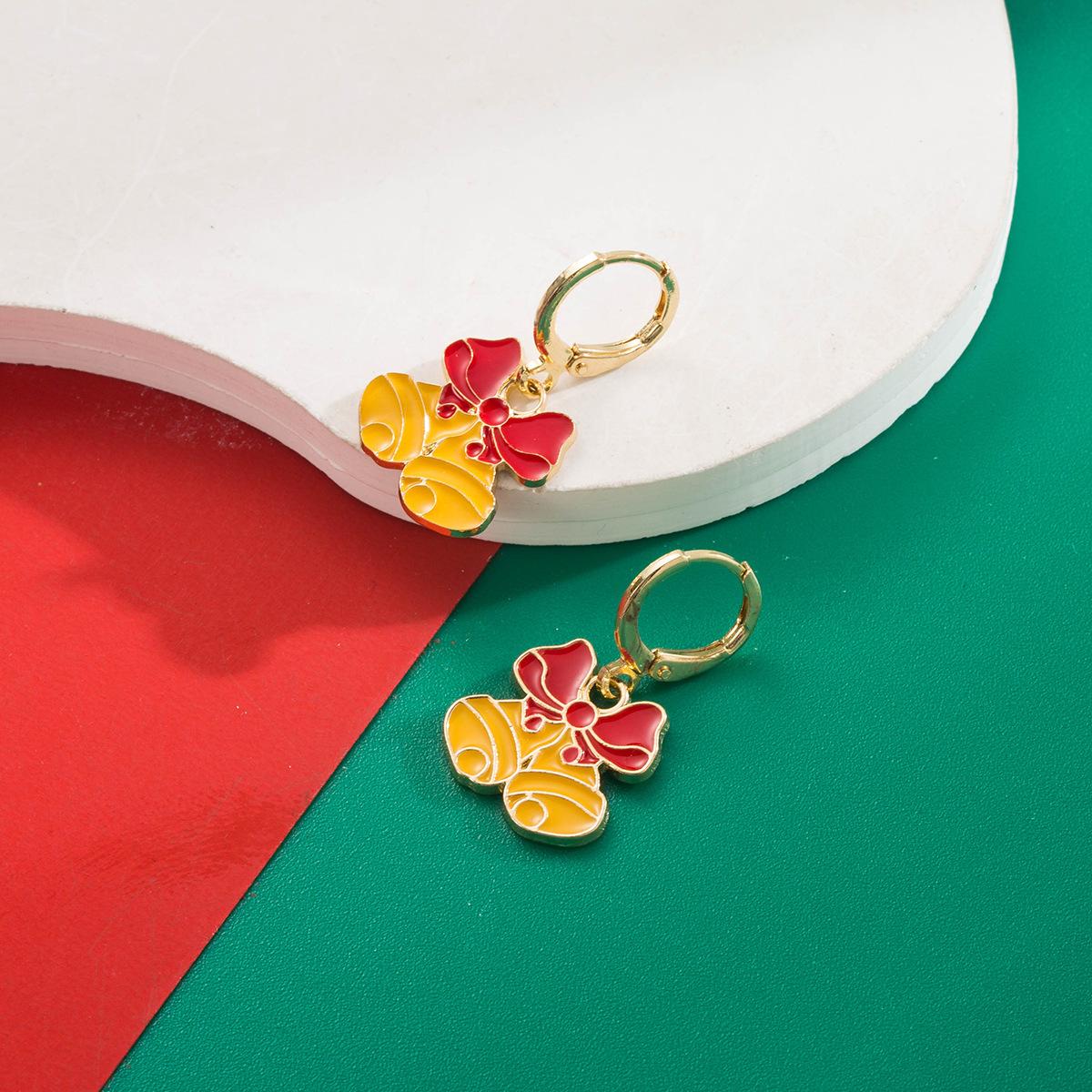 

Christmas Series Ear Hooks Personalized Wreath Christmas Bells Christmas Stocking Earrings Alloy Oil Drop Earrings Ear Jewelry Bell