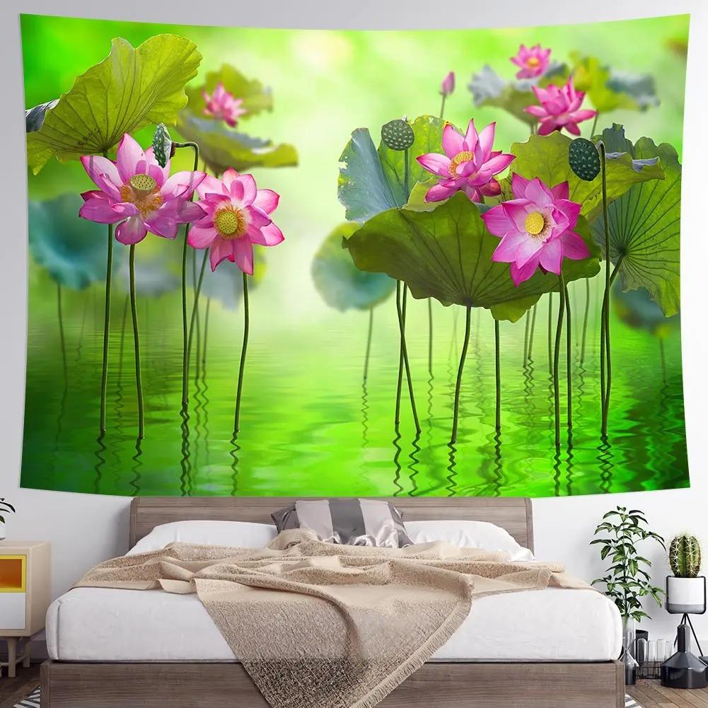 Lotus Leaf Lotus Room Decorative Tapestry Home Wall Decor Office Living Room Tapestry