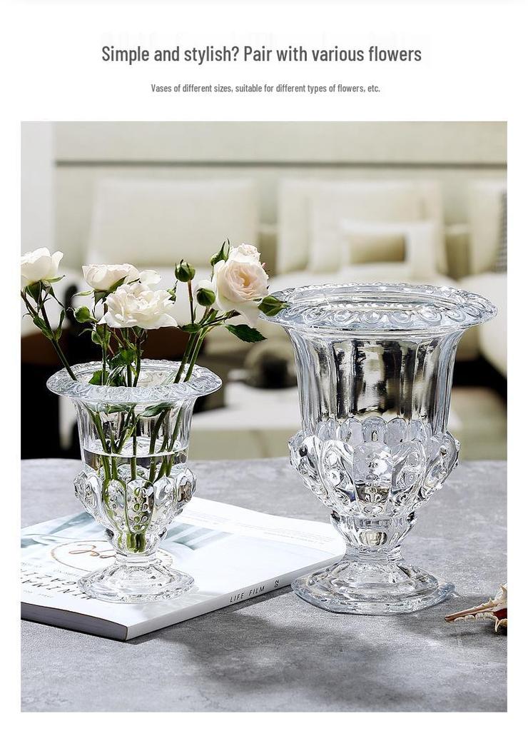 European Luxury Roman-Style High-Foot Lantern Vase: Transparent Flower Vase & Candle Holder for Bedrooms