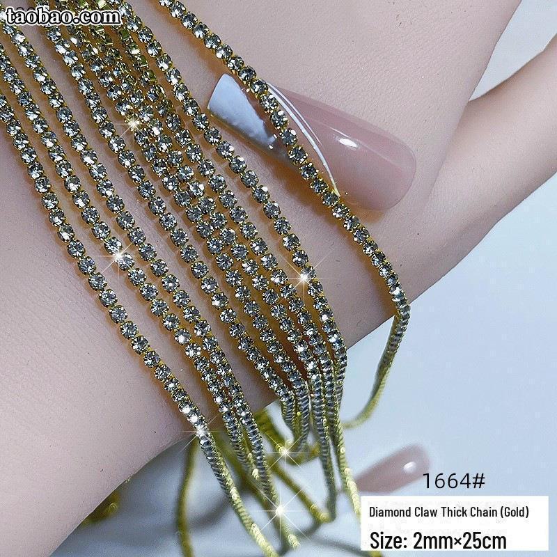 Позолоченные 3D алмазные цепочки для ногтей: Мини-роскошные украшения для ногтей своими руками