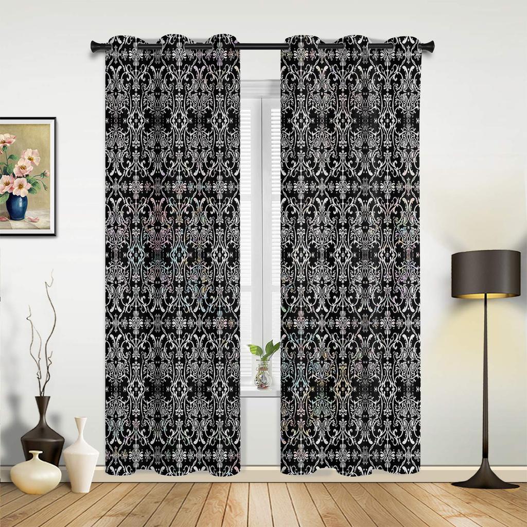 Bandana Paisley Black White Window Curtains Home Decoration Living Room Kid Drapes Cortinas Kitchen Bedroom Made Of Polyester Area Decor