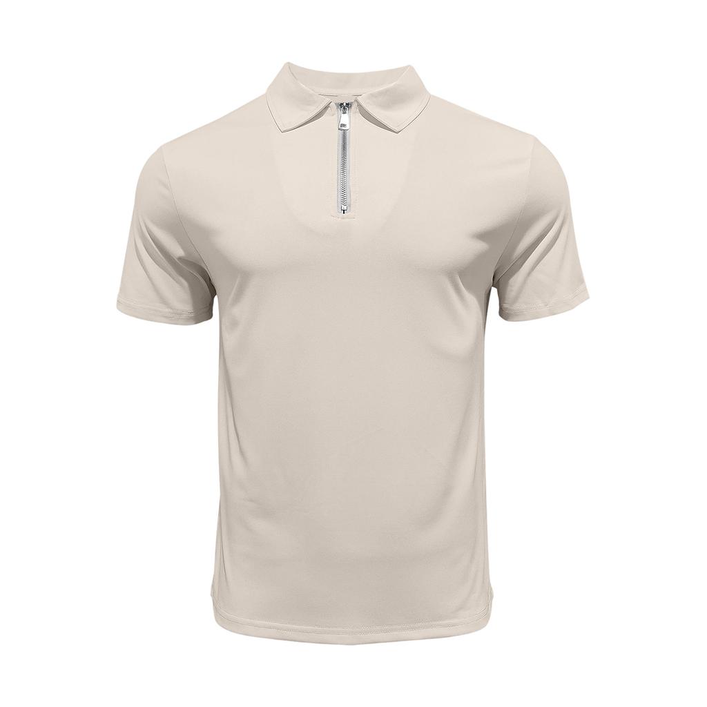 Herren-Oberteil mit Kragen und Reißverschluss, kurzärmlig, lässiges Sport-Hosen-Set