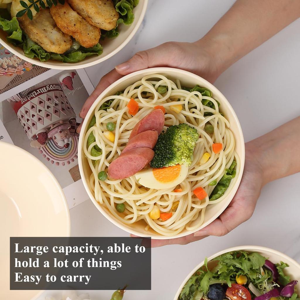 Evanda Bowls, Set of 8, Cheese White, Approx. 750ml Capacity, Unbreakable Dishes and Bowls, PP Plastic, Polypropylene, Perfect for Cereal, Salad,