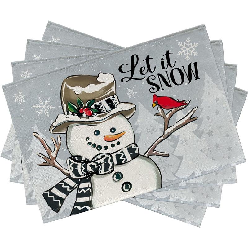 New Christmas Linen Square Placemat - Festive Party Tablecloth Decor, Beautify Coffee Table Mat.