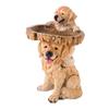 Resin Feeder Yard Patio Dog Statue Figurine Garden Bird Bath Bowl Animal Sculpture for Balcony Outdoor Courtyard Lawn Railing