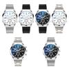 Atemberaubende Blaues Licht Glas Drei-Augen Stahlarmband Uhr Für Männer Quarz Uhr Perfektes Geschenk Für Männer
