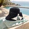 Breathable Polyester Sun Hat 2 Pcs Women's Bowknot Bucket Hat UV Protection Wide for Women Summer Brim Foldable Beach Hiking Camping Outdoor