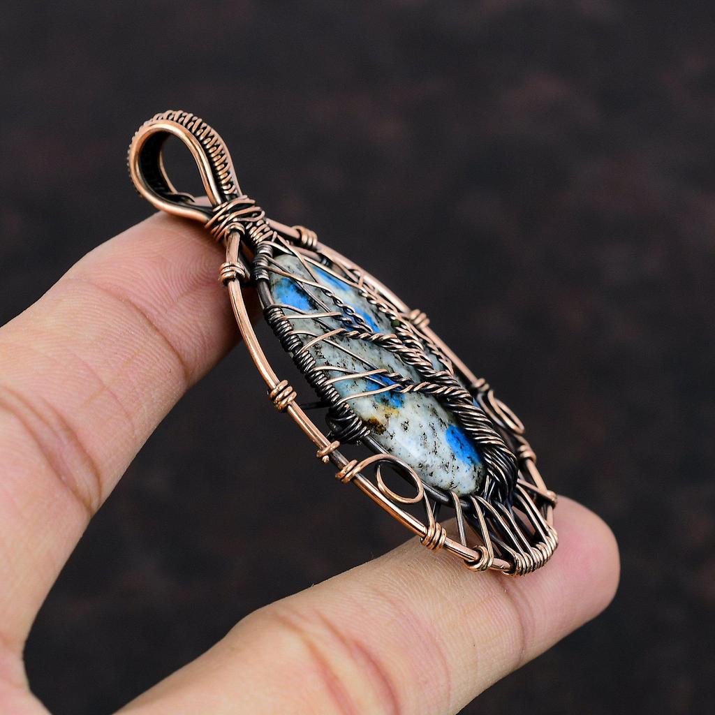 Lebensbaum K2 Jaspis Anhänger Kupferdraht umwickelter Anhänger K2 Jaspis Edelstein Schmuck Handgefertigter Boho Anhänger Kupferschmuck Anhänger zum Verschenken