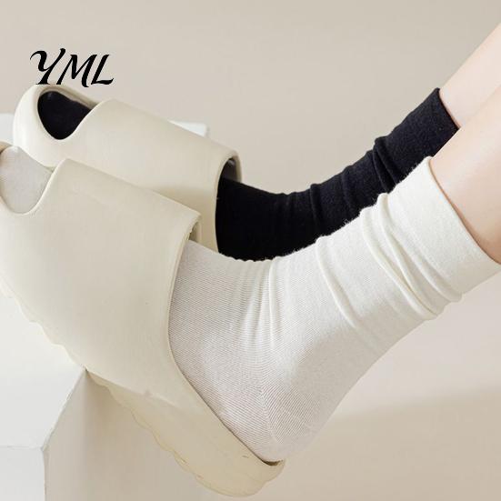 Lightweight Breathable Hosiery Crew Socks for Women, Solid Color Mid-calf Socks, Non-binding Skin Friendly Yoga Daily And Sports, Comfortable
