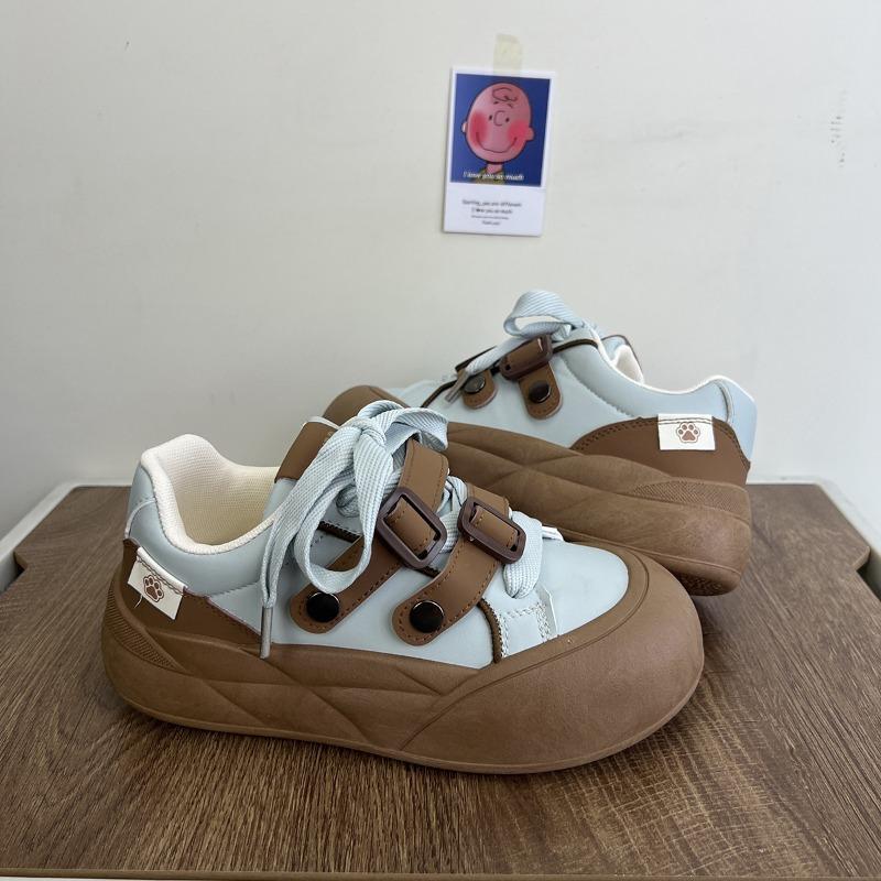 Майяровская платформа-пуф спортивные маленькие белые туфли детские 2 новые универсальные уродливые милые туфли-хлебная доска с большой головой 35