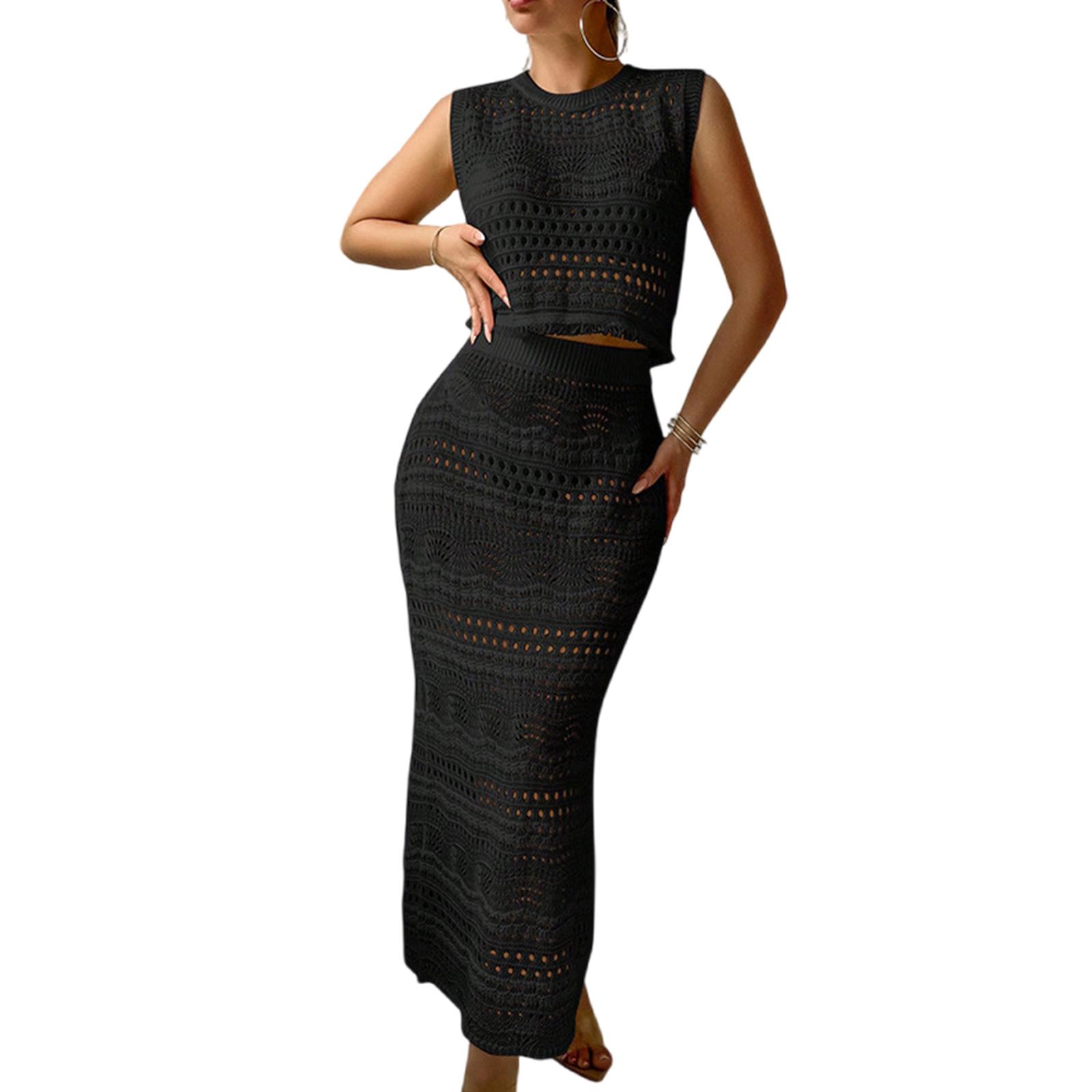 

Women Bathing Suit Beachwear Cover Sleep Shirt Hollow Out Crochet Swimsuit Sexy Crochet Coverups Swimwear Bikinis Dress L чорний