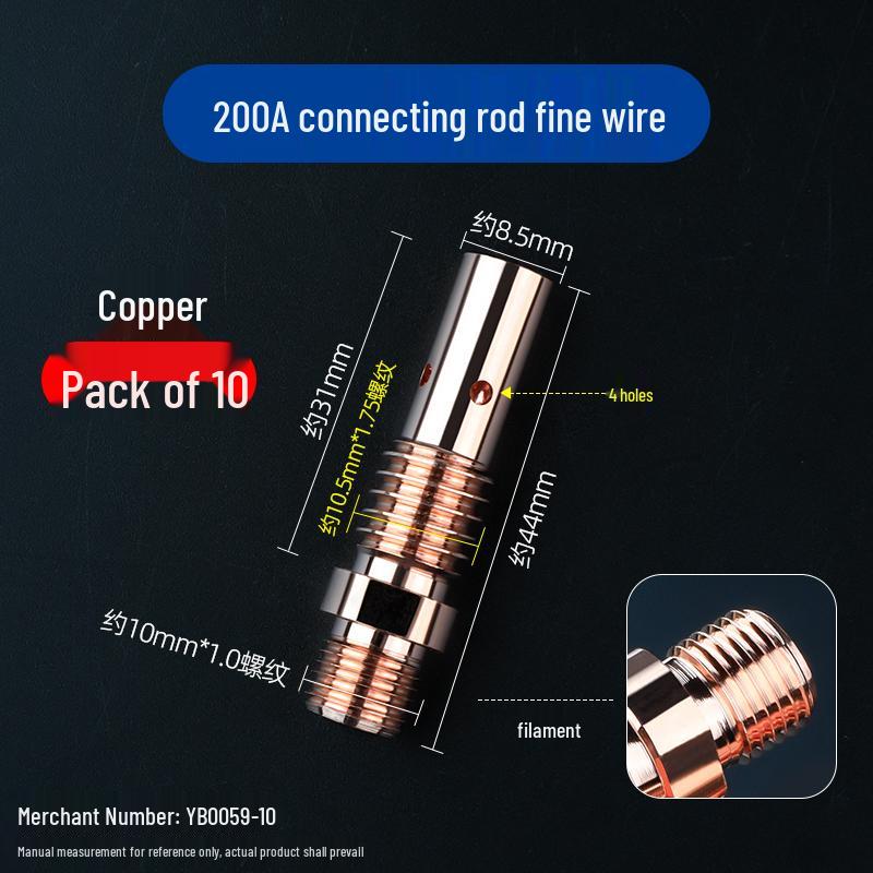 Purple Copper 500A Welding Gun Conductive Tip Holder, Gas Shielded 200A/350A MIG Accessories