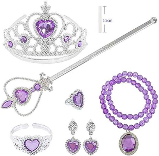 Bethany Home Princess Accessories Kids' Costume Set, 9-Piece Set, DIY Crafts for Princess Transformation, Sparkling Heart Tiara, Magic Wand, Gloves,