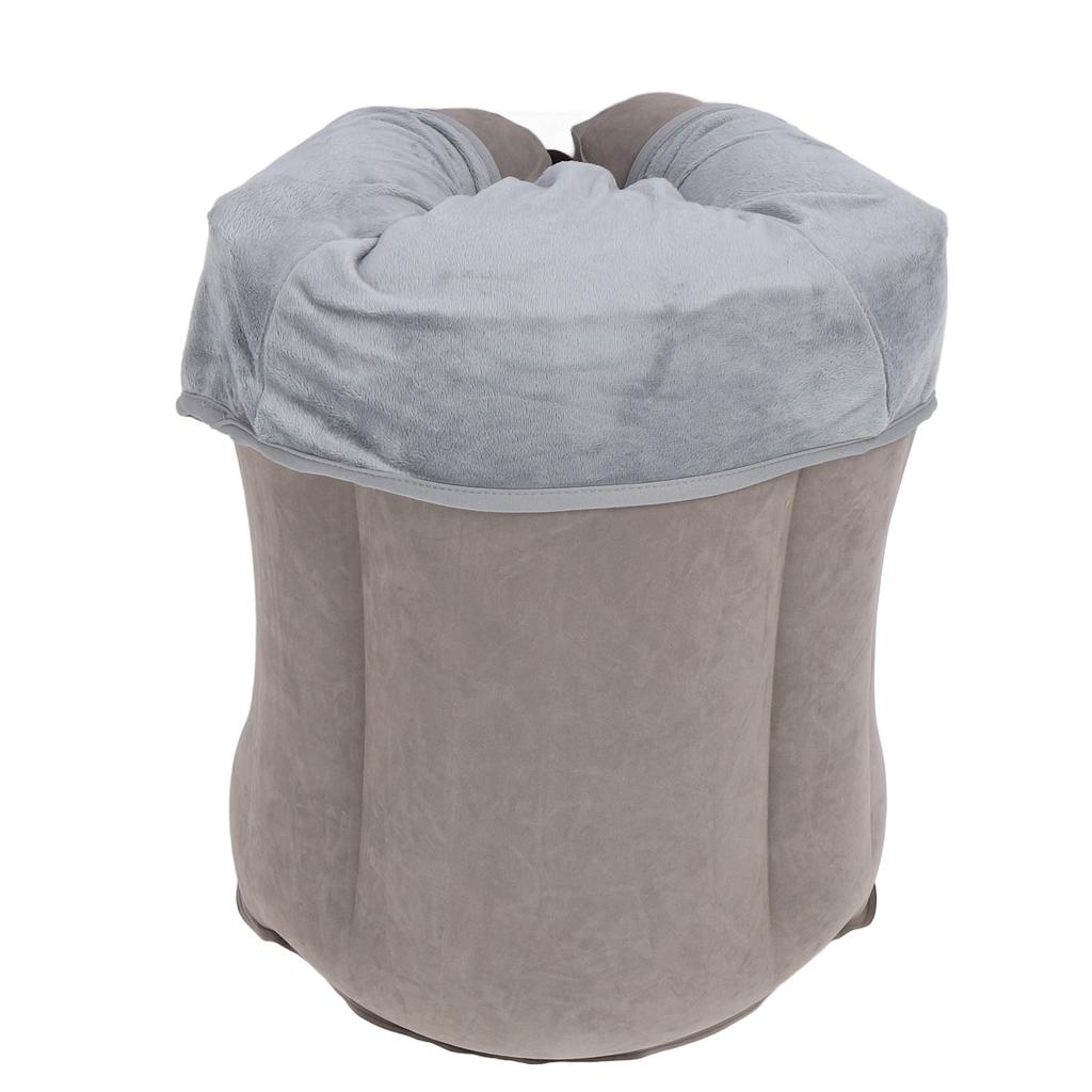 Inflatable Neck Pillow Gray Multifunctional PVC Flocking Inflatable Neck Rest Pillow for Travel