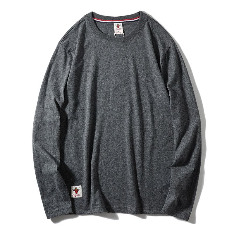 Export Tail Order T-Shirt Men's Long Sleeves Pure Cotton Autumn American Fashion Brand Bottoming Shirt Cut Label Original Order Menswear Clothing