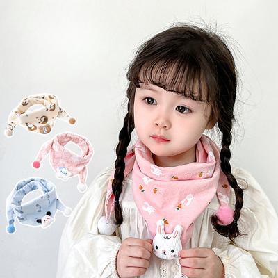 Children's Warm Scarf Baby Triangle Scarf 24 Autumn and Winter Pure Cotton Neck Cover Girls Windproof Boys Bib