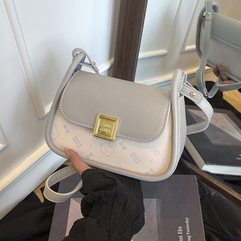 

Autumn and winter bags women s new trendy fashion contrasting colors splicing underarm bag wind messenger bag shoulder small square bag