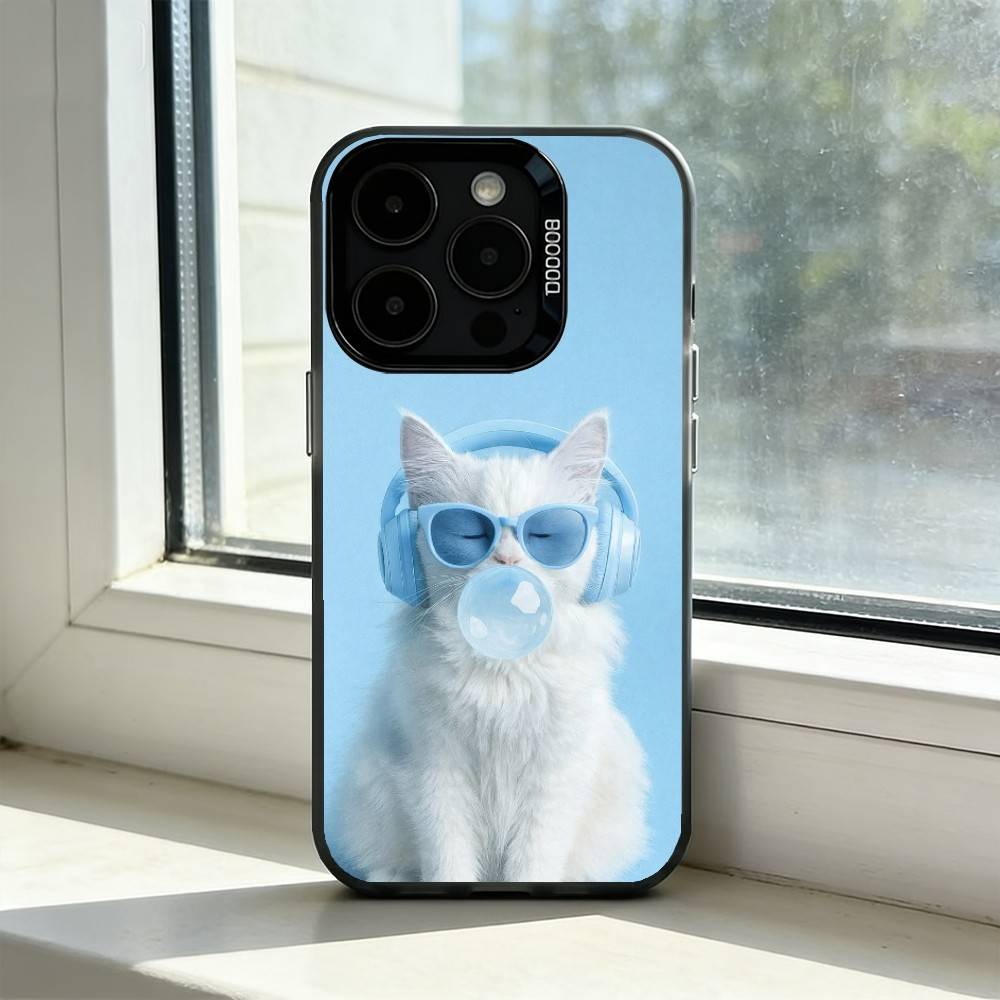 Aesthetic Cat Portraits Phone Case For iPhone 17,16,15,14,13,12,11 Plus,Pro Max,XS,Colorful Silver Phone Case Funda Cover