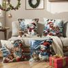 Christmas Pillowcase, Realistic Painting Style Santa/Snowman Design, Linen Throw Pillow Cover for Xmas Decor (no Pillow Core)