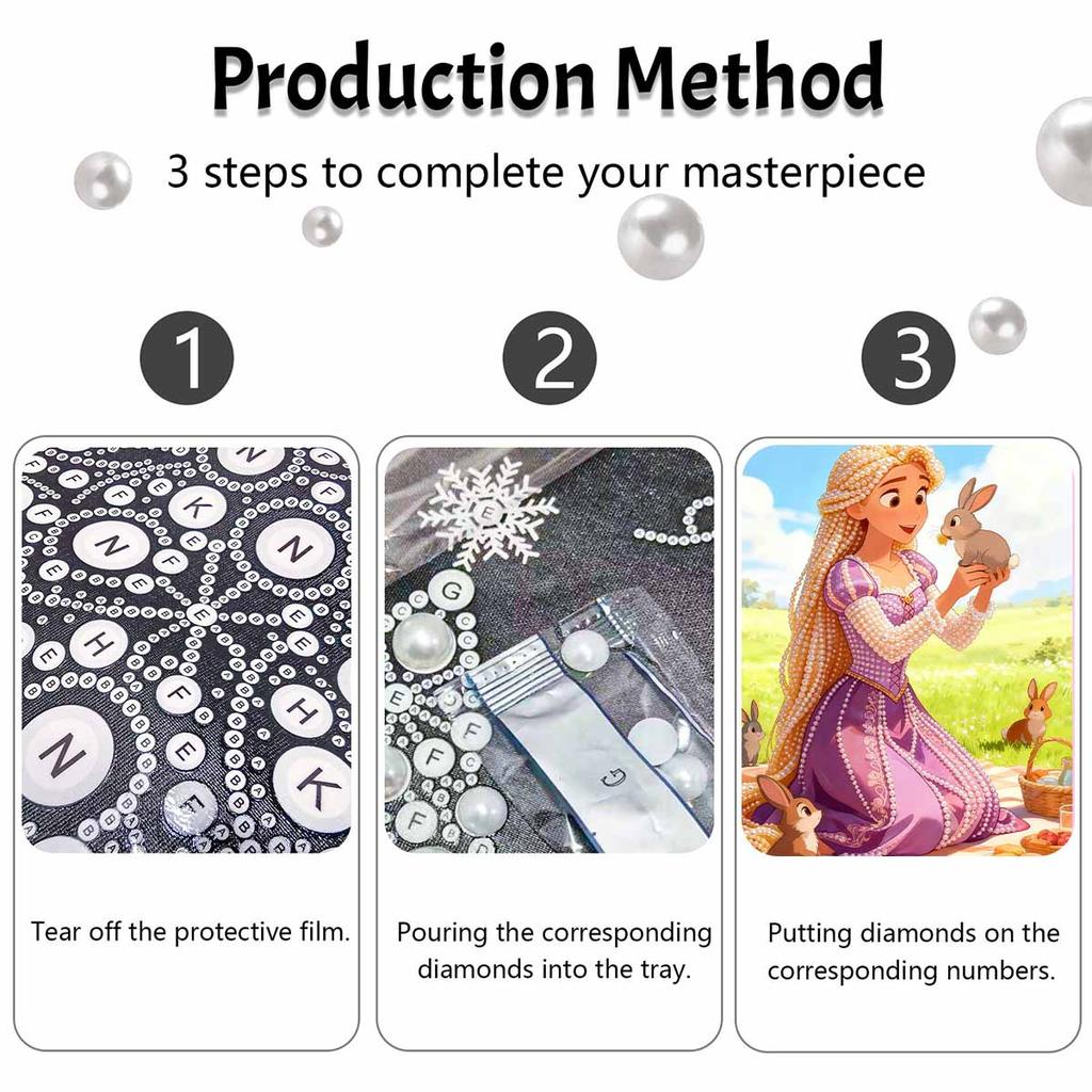 Disney Rapunzel pearl painting handmade diy pearl art painting simple living room hanging painting decoration