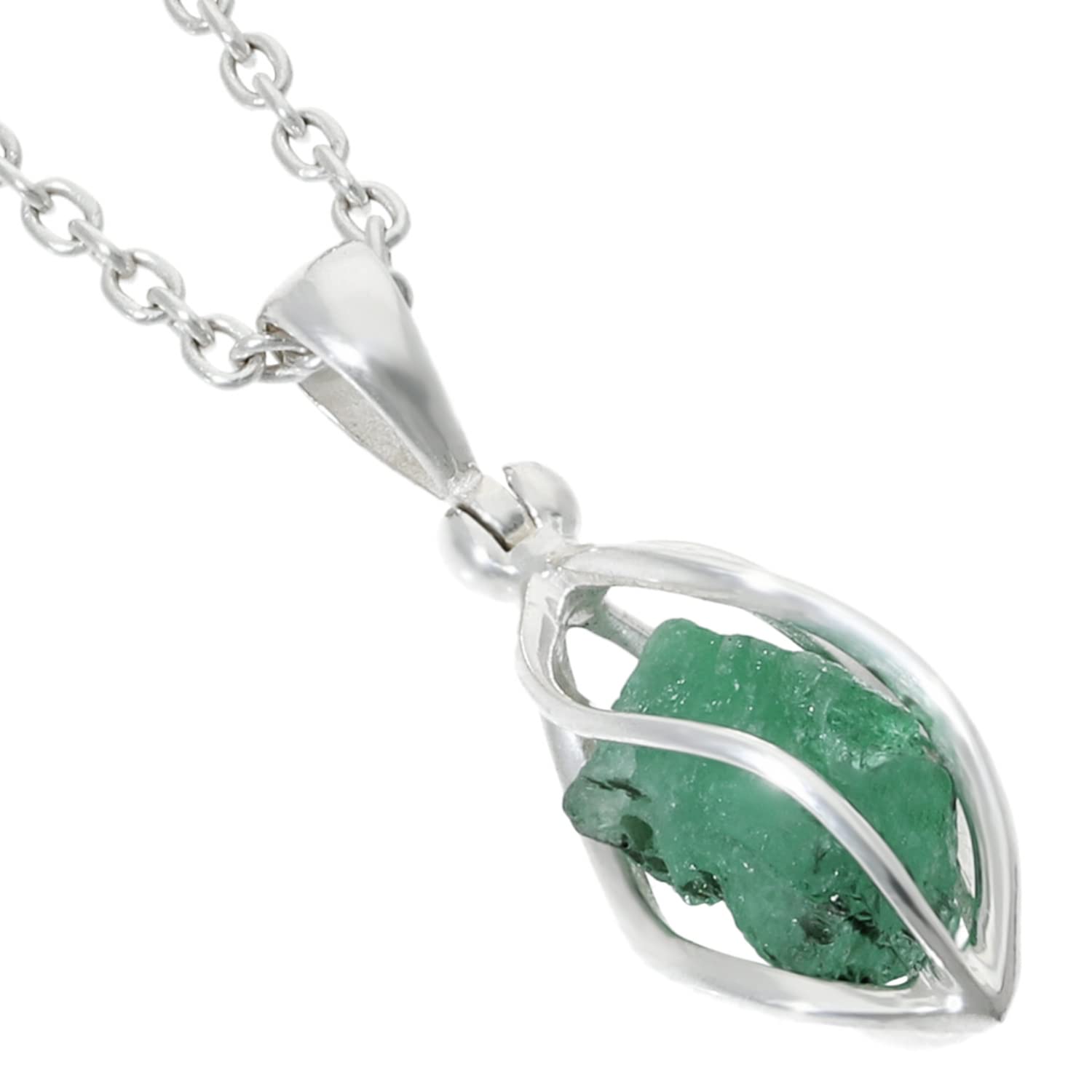 

Ожерелье Gin no Emerald из серебра 925 пробы с необработанным винтовым каркасом May Натуральный камень [Shinjuku Kura] Камень, Цепочка, Женское, Камень рождения, зелёный