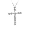 Women Faux Silver Plated Cross Zircon Pendant Necklace Chain Jewelry