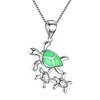 Boho Fashion Cute Sea Turtle Family Pendant Necklace for Women Girl Inlay Imitation Blue Opal Necklace Wedding Party Jewelry