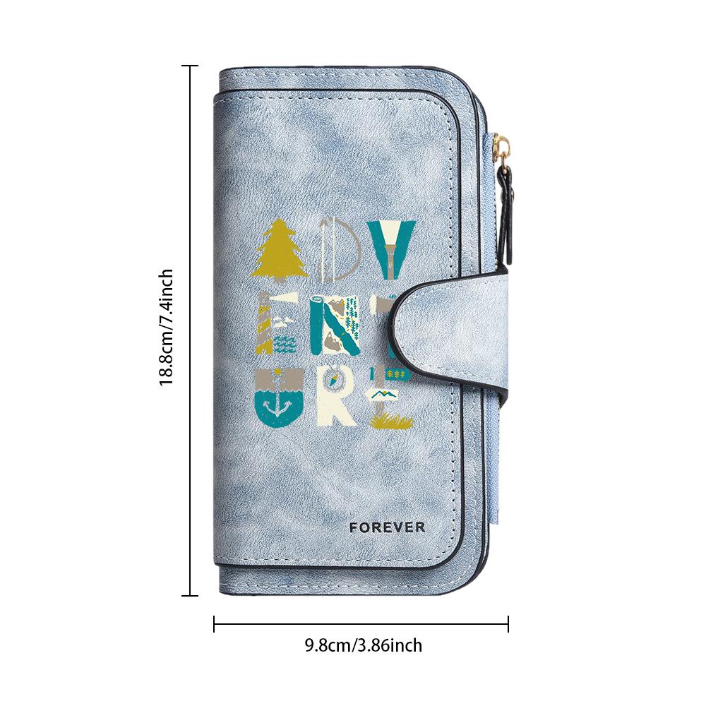 Stylish Adventure Print Long Wallet with Multi Compartments for Daily Use Portable Functional Purse for Travel