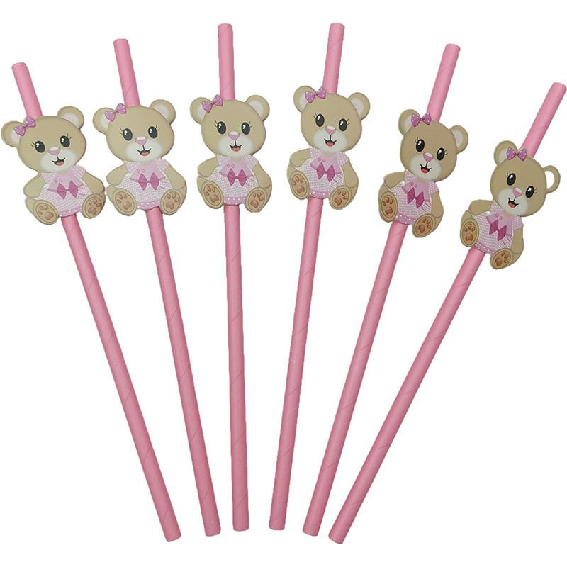 Teddy Bear Party Paper Straws For Cake Decor And Drink Presentation