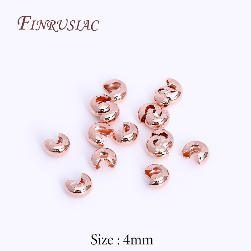 50/100Pcs 18K Gold Plated Crimp Covers,Round Covers Open Crimp End Beads,Stopper Spacer Beads For DIY Jewelry Making Supplies