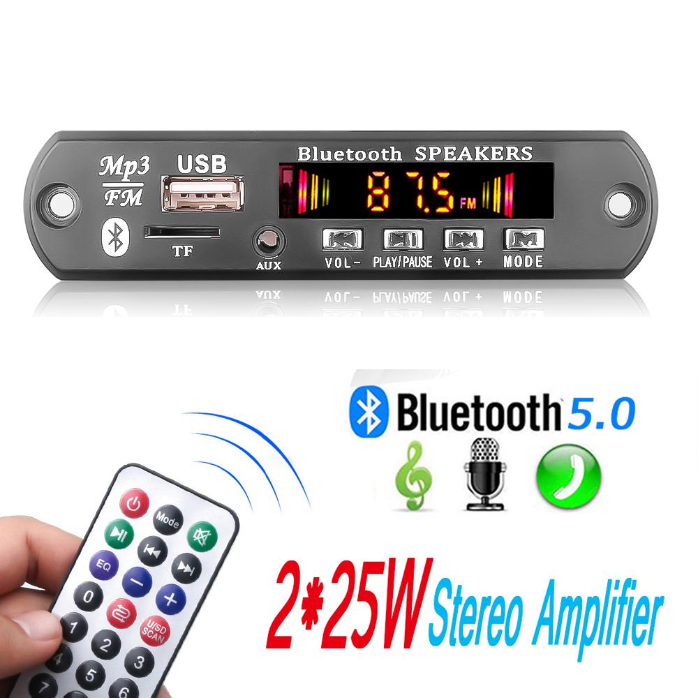 2*25W Stereo Bluetooth 5.0 MP3-Player 12V 50W Decoder Board Verstärker Auto FM Radio Modul Freisprecheinrichtung Unterstützung TF USB AUX Recorder