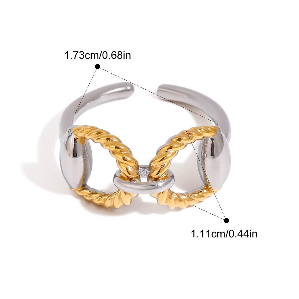 18K Gold Plated Geflochtener Edelstahlring Texturiertes Knoten Design Schmuck für Damen Elegantes Goldenes Geschenk