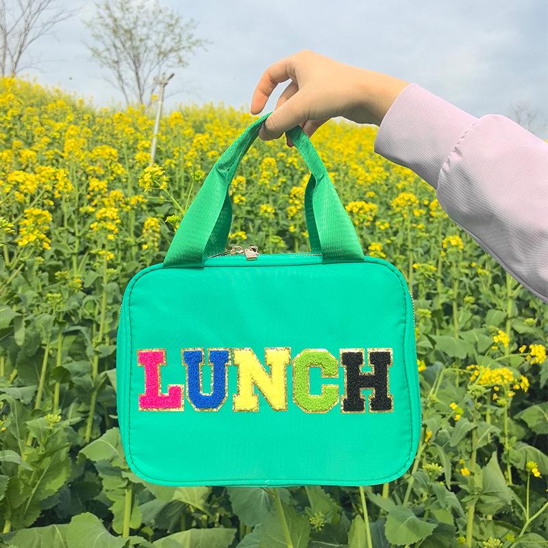Foldable Waterproof Nylon Lunch Bag with Insulated Aluminum Foil for Kids