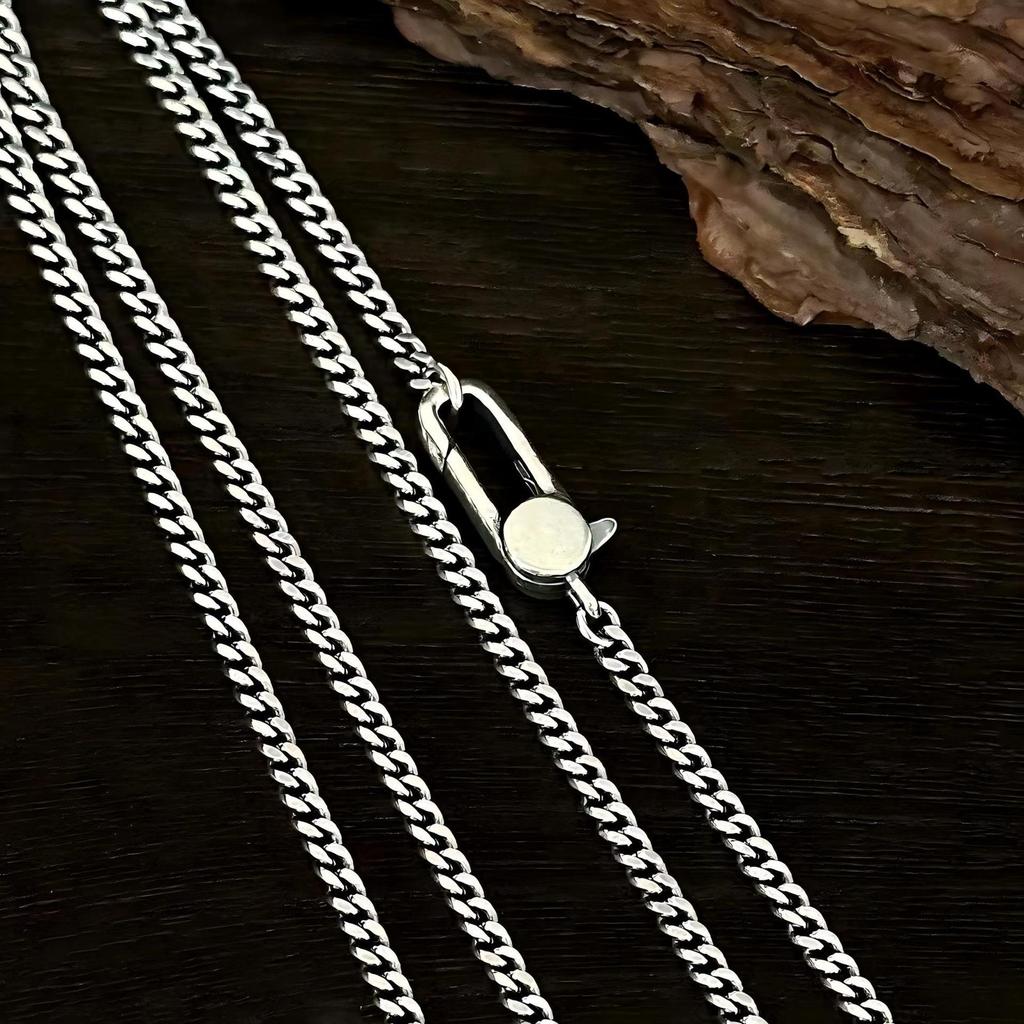 Versatile 925 Sterling Silver Horsewhip Chain Vintage Necklace Pendant Sweater Chain, Long Fashion for Men and Women.