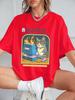 Cat Playing Computer Games Printed TShirts Womens Summer Cotton Short Sleeve T Shirt Loose ONeck Soft Tops Basic Woman Clothes