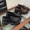 Designer Spring British Style Women Chunky Loafers Shoes Concise Shallow Slip On Shoes Elegant Thick Heel Leather Shoes