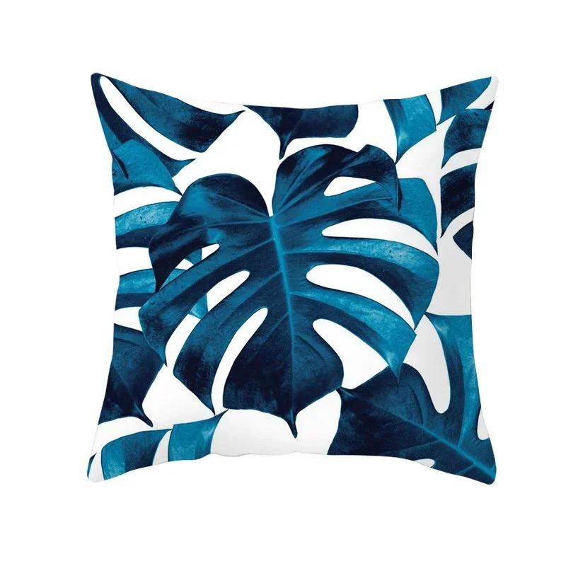 New Deep Blue Nordic Geometry Double-Sided Printed Pillow Cover Short Plush Suitable Living Rooms Bedrooms Throw Cushion Cover