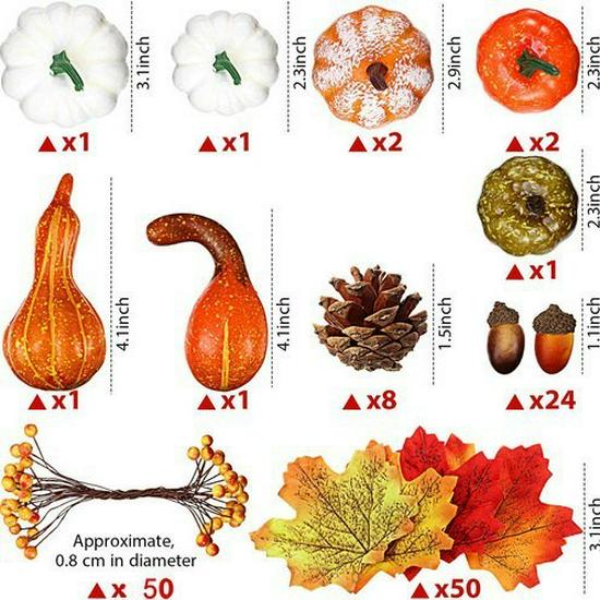 Autumn Decor Set: Foam Pumpkins, Pine Cones, and Maple Leaves for Halloween and Thanksgiving