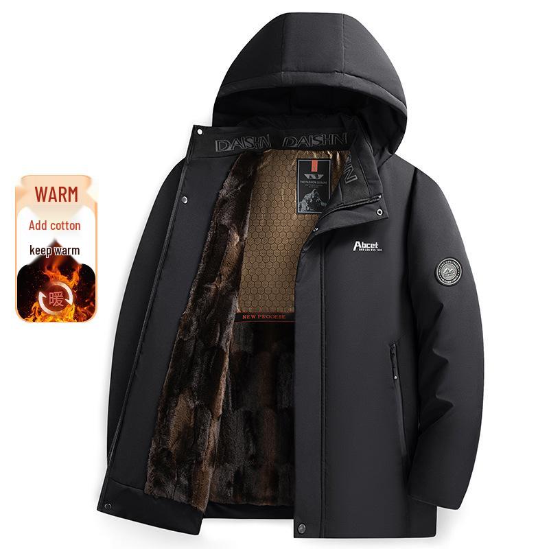 Men's Plus Velvet Thickened Winter Cotton Jacket - Warm, Windproof, Stylish for Middle-aged & Elderly