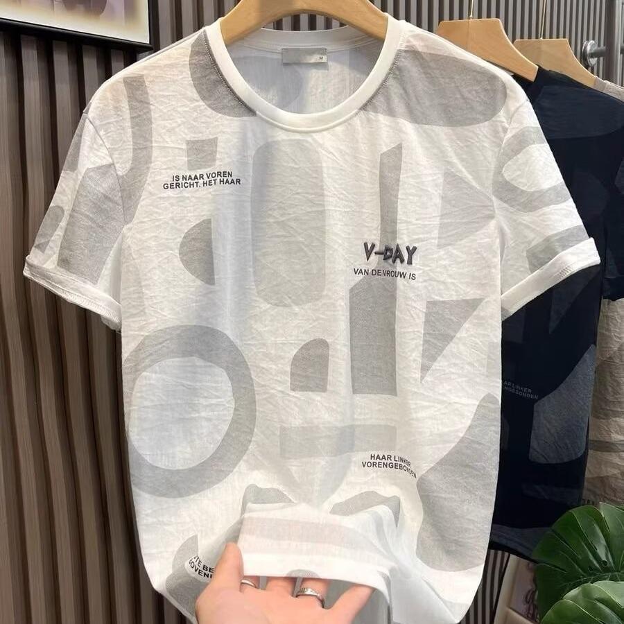 2023 Youth Men's Summer Letter Print Casual T-Shirt