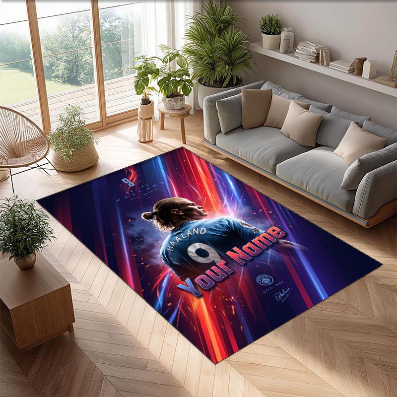 Erling Haaland Printed Crystal Velvet Rug Non‑Slip Crystal Velvet Carpet For Sofa Bedroom Indoor Home Decoration