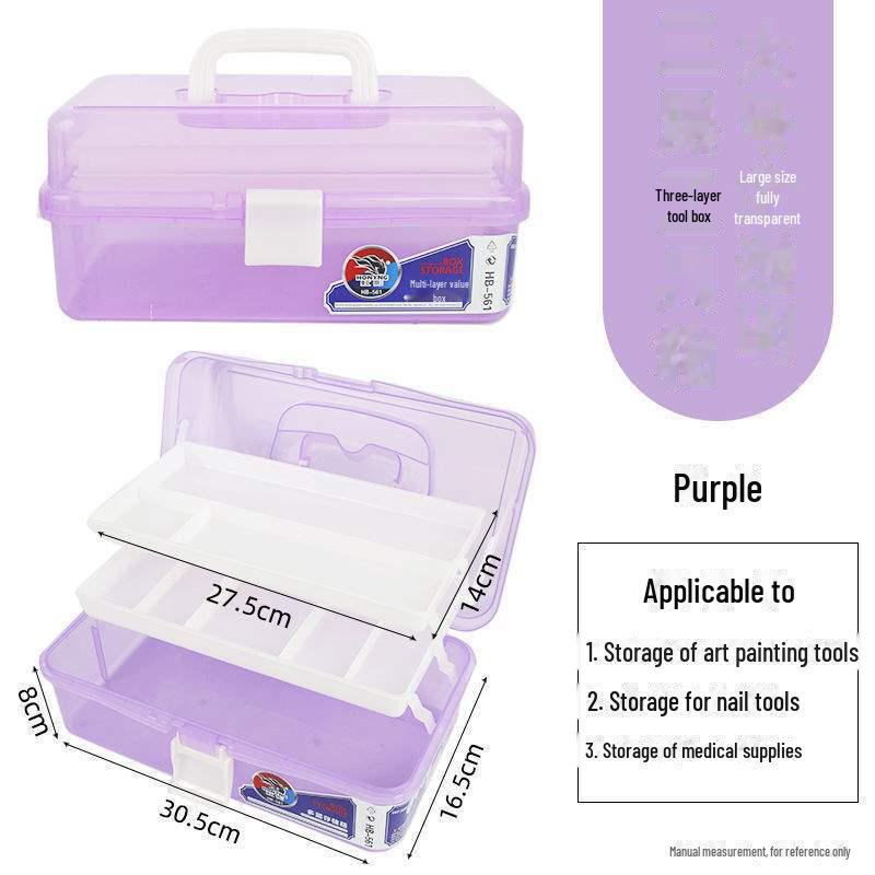Large Capacity 3-Layer Transparent Art Tool & Pencil Storage Box