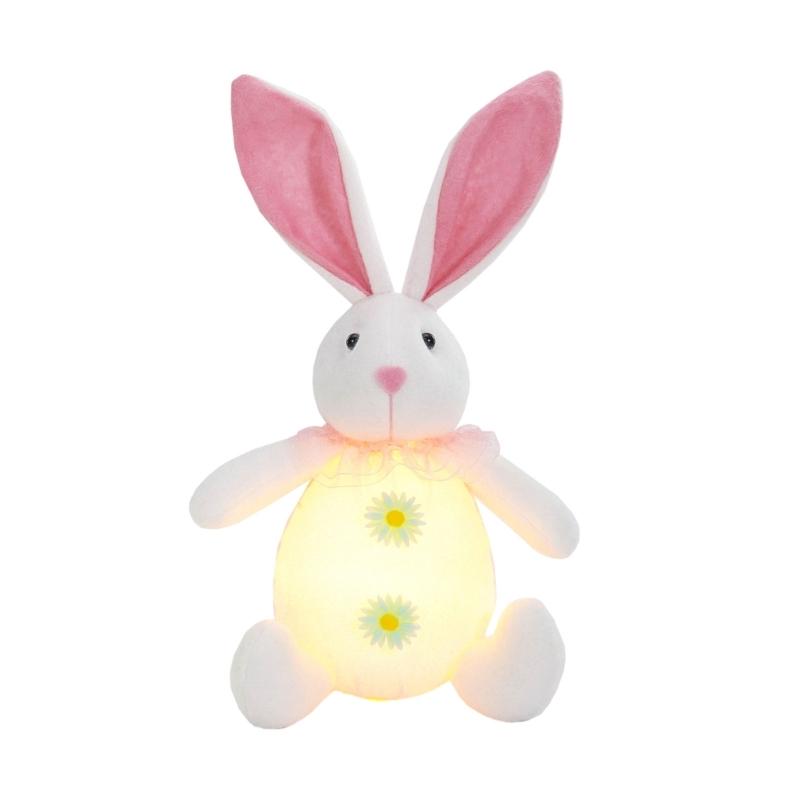

Easter Day Rabbit Decorations with Light, Handmade Plush Gnome Doll Desk Ornament Easter Day Gift for Kid Adult розовый