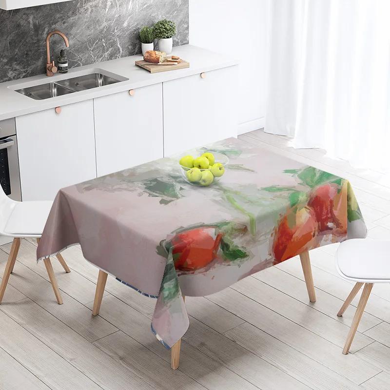 Abstrakte Kunst Lebensmittelillustration Tischdecke Ölbeständige Tischdecke Wasserdichte Picknick-Stoff Nordische Heimdekoration