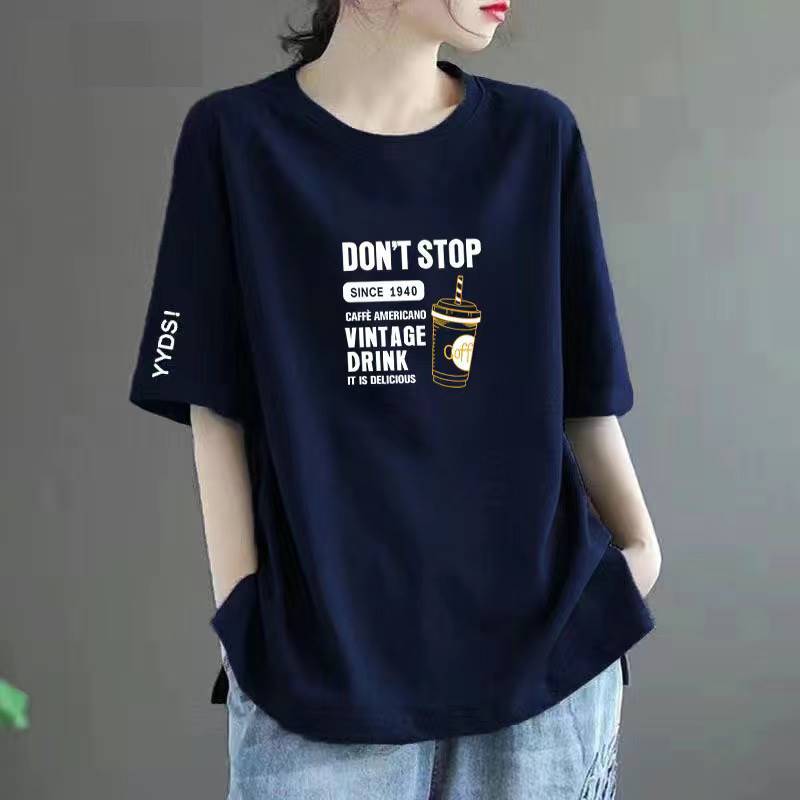 Women's Plus Size Loose Short Sleeve T-Shirt Round Neck Print Casual Summer Tops