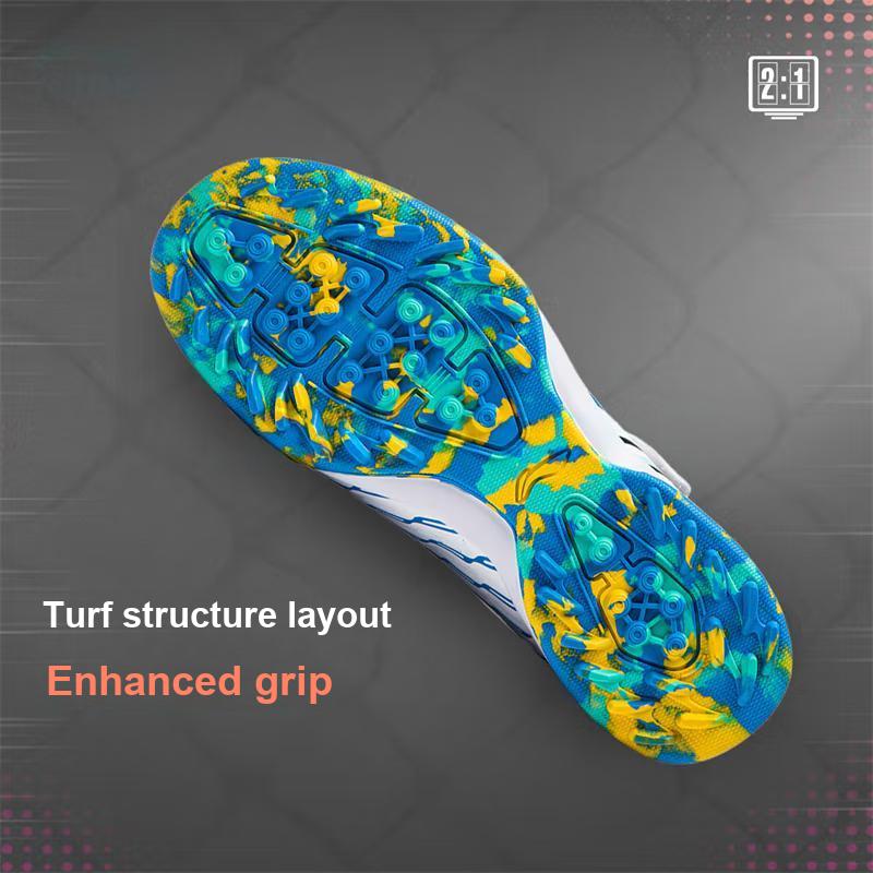 Li Ning Childrens Printed Color Block Soccer Shoes Kids Soccer Shoes Standard-White YKGU018-1